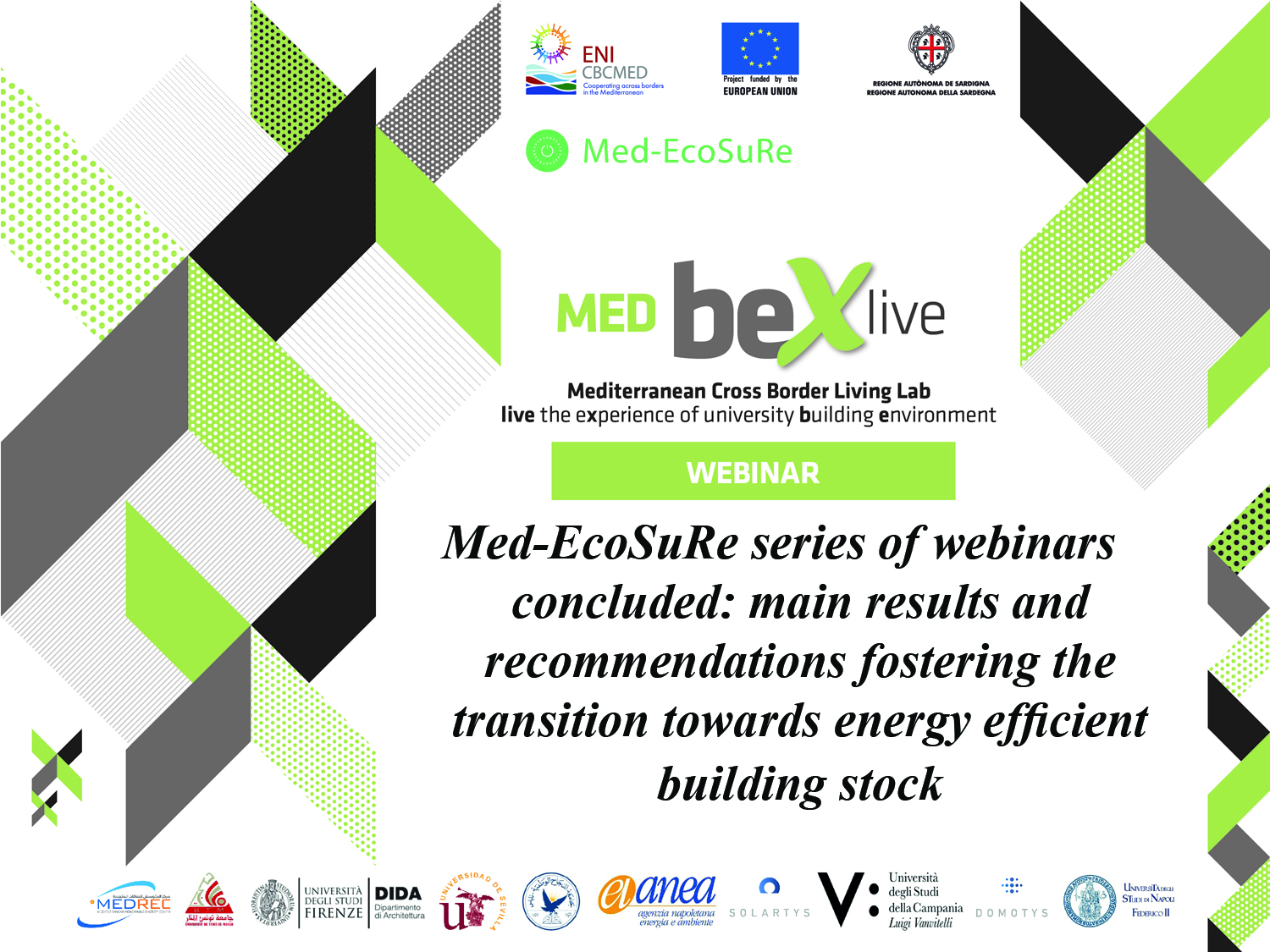 Med-EcoSuRe series of webinars concluded: main results and recommendations fostering effective energy renovation in Mediterranean universities